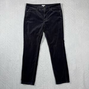 J. Jill Velvet Gray Pants Straight Slim Women's 8 Cotton Mid Rise Soft Comfort